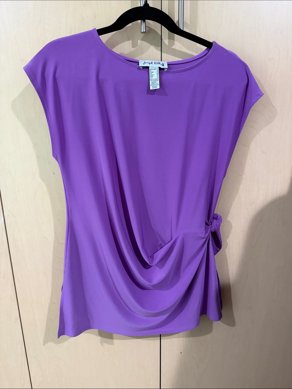 Joseph Ribkoff Lilac Draped Side-Knot Tunic Top